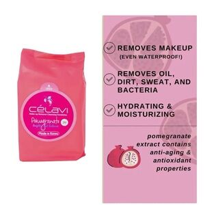 Celavi Pomegranate Korean Makeup Remover Cleansing Wipes Removing 30 Towelettes